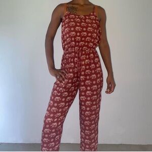 Forever 21 Rust Elephant Print Jumpsuit